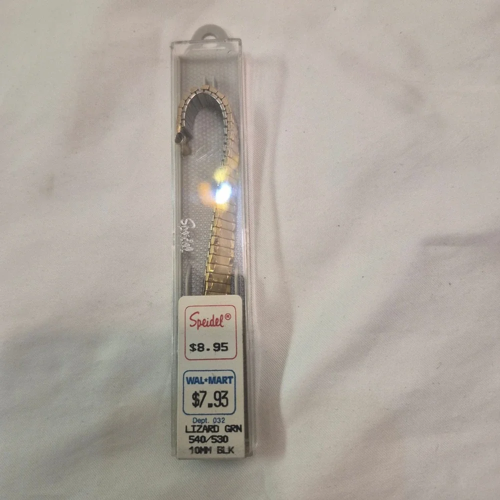 Speidel Twist-O-Flex Watch Band Gold Tone Lizard Grain 10mm Vintage NOS 540/530